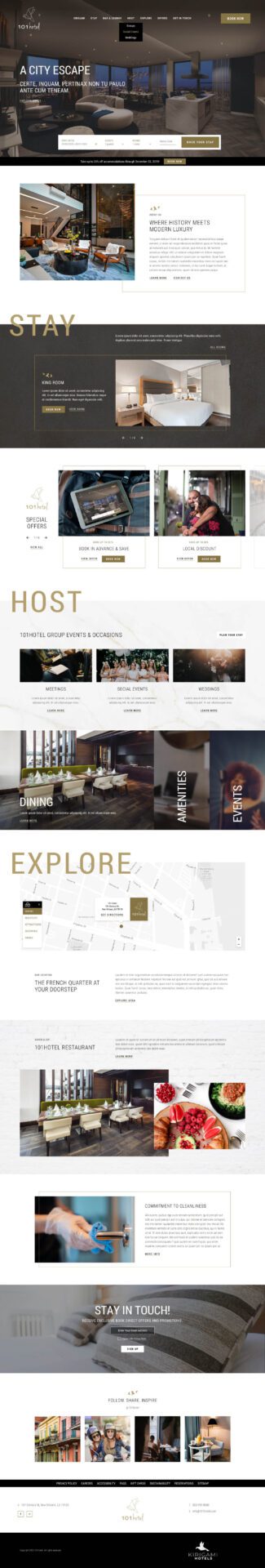 101 Hotel website homepage desktop preview