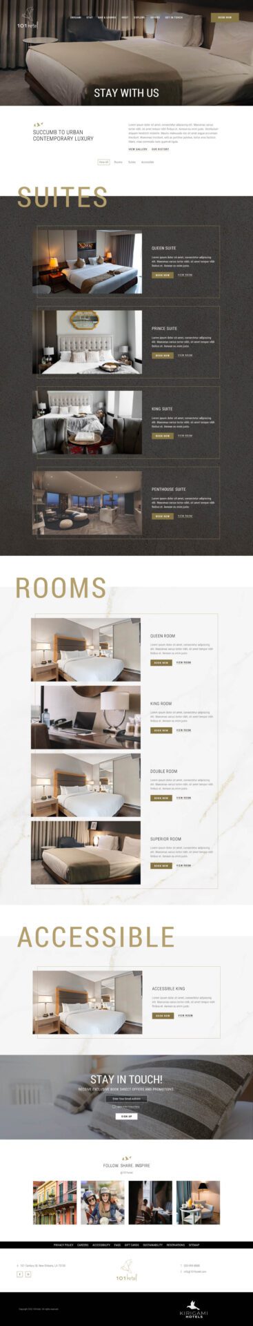 101 Hotel website subpage desktop preview