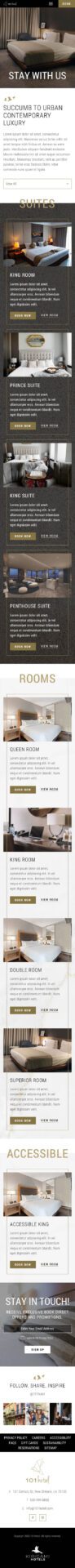 101 Hotel website subpage mobile preview