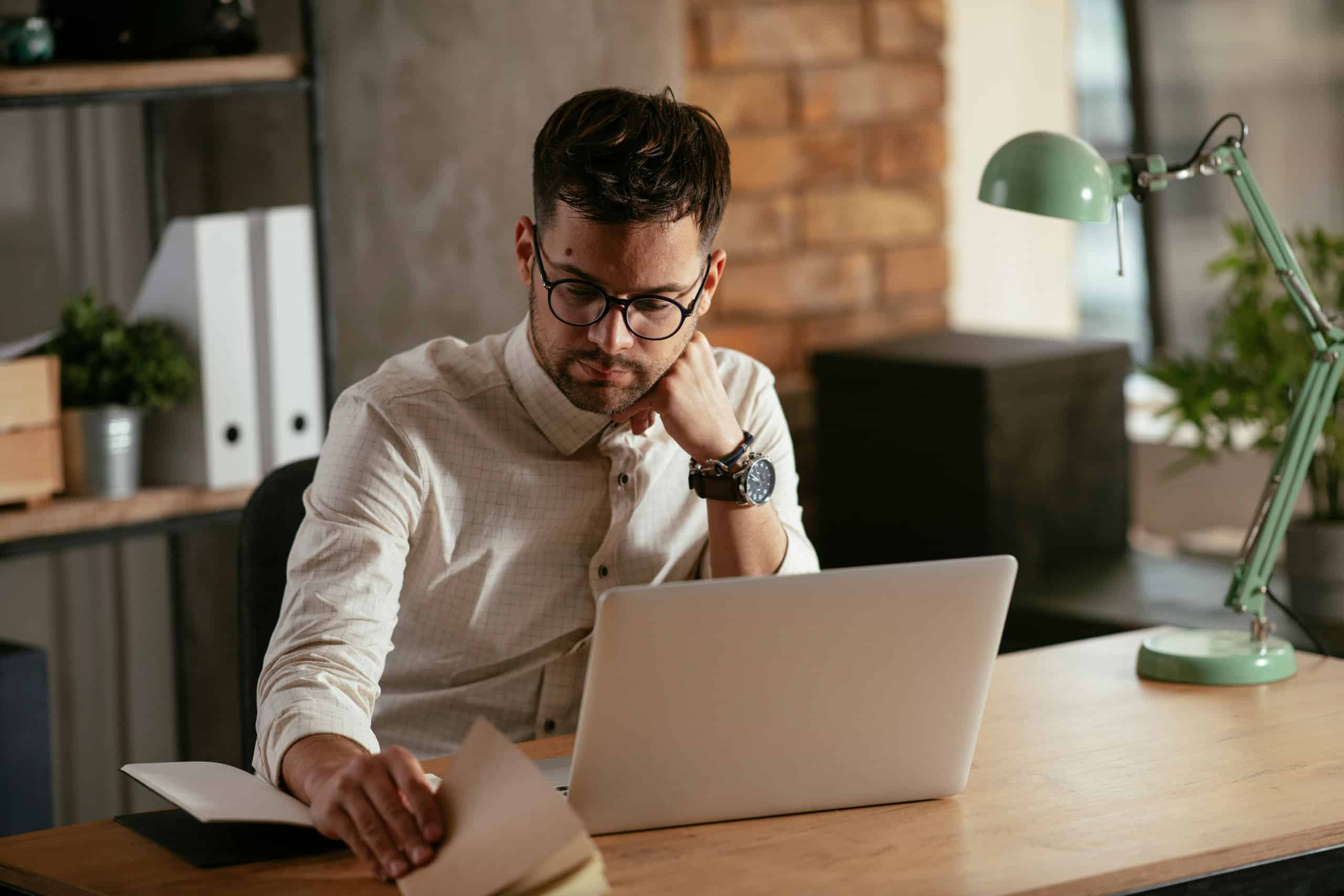 A man with a laptop